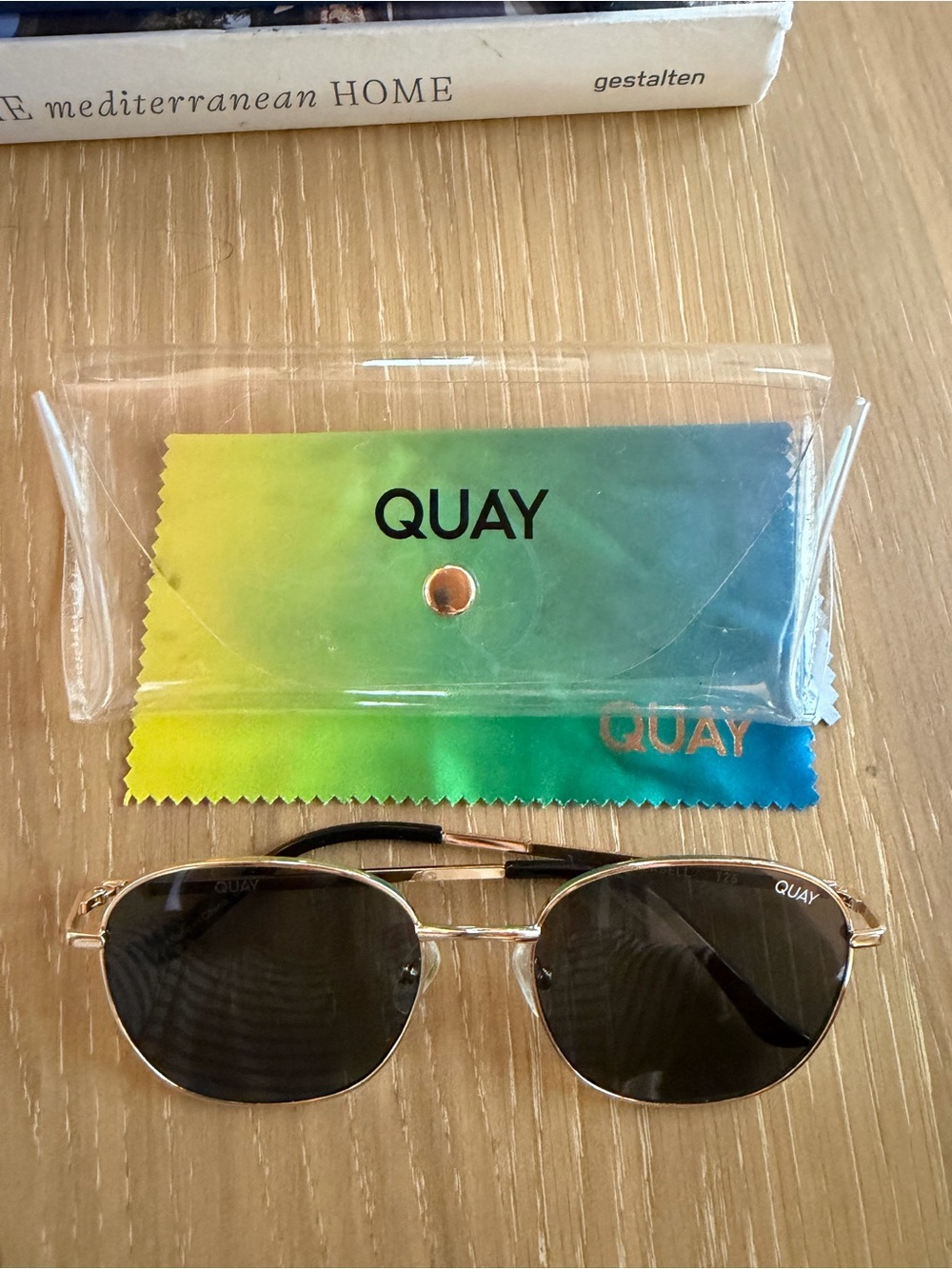 Quay Australia Gold Frame Black Lens Sunglasses